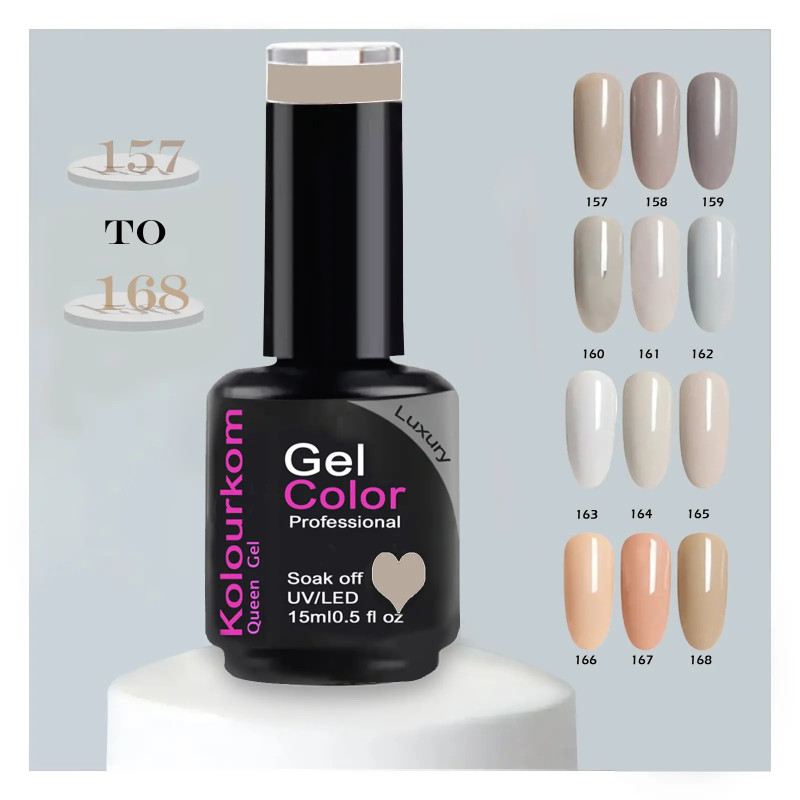 15ml | 157 To 168 Series | Queen Gel Nail Polish| LED UV Gel Color | KolurKom