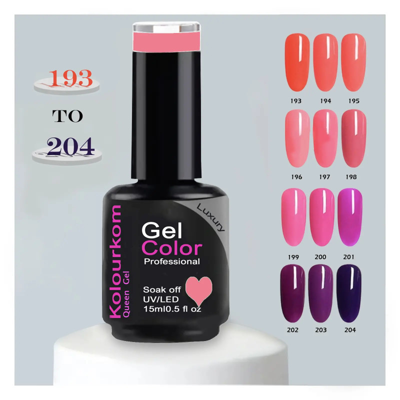 15ml | 193 To 204 Series | Queen Gel Nail Polish | LED UV Gel Color | KolurKom