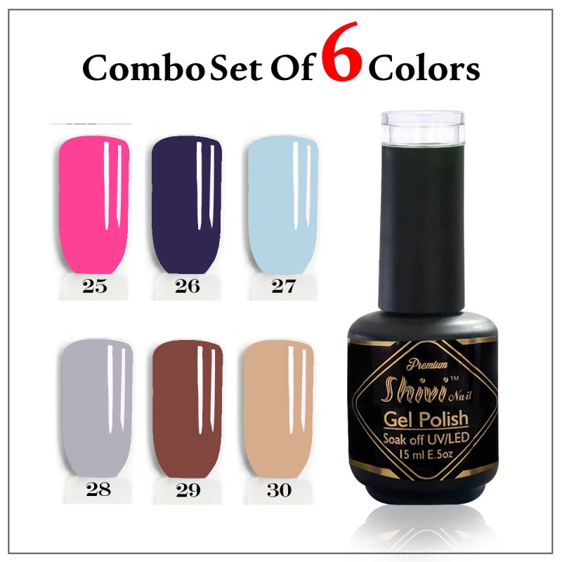 6 Colors Combo Pack (E)| Gel Polish | Shivi Nail