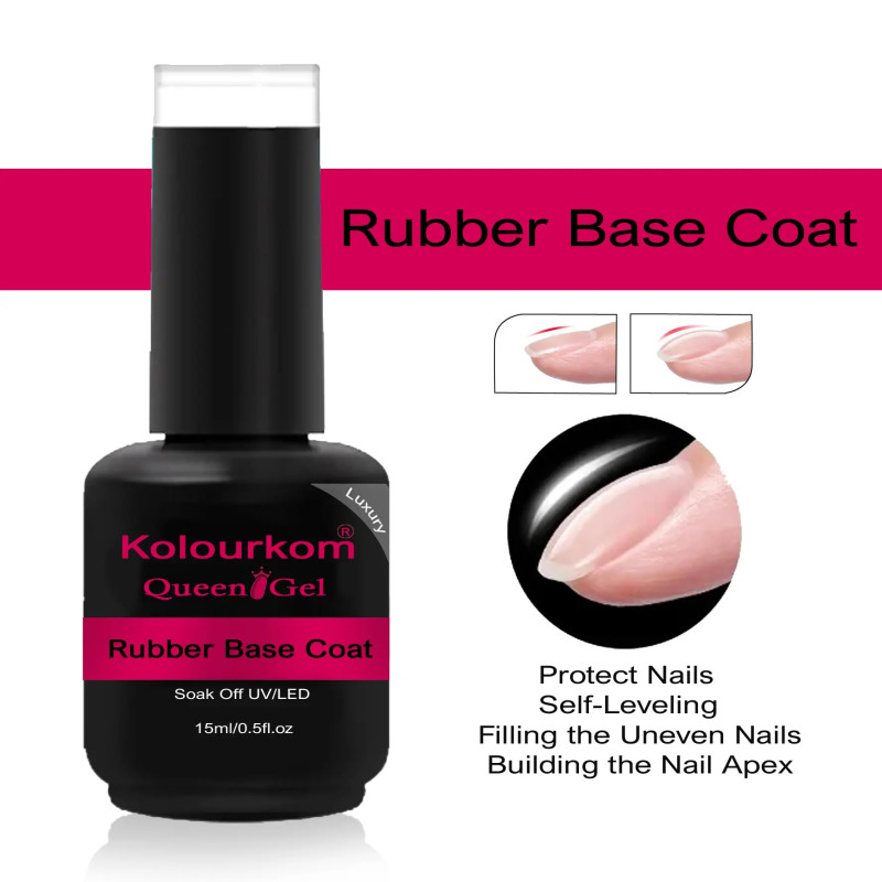 15ml | Rubber Base Coat Gel | LED UV  | Queen | KolourKom