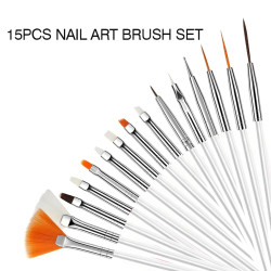 15 Pcs Nail Art Brushes Set |  Nail Design |  Dotting Painting Drawing |  UV Polish Brush